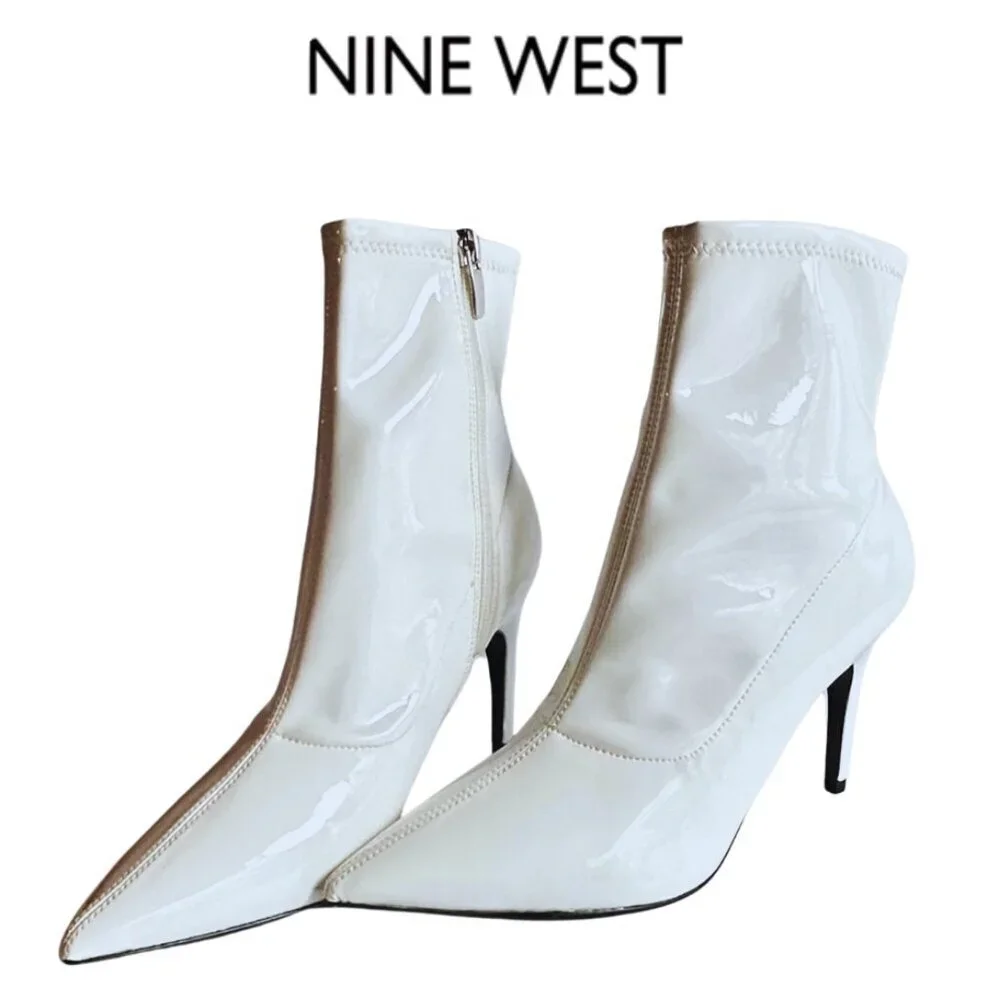 Nine West Jory‎ 3 Ankle Boots Booties Women's Size 7 in White